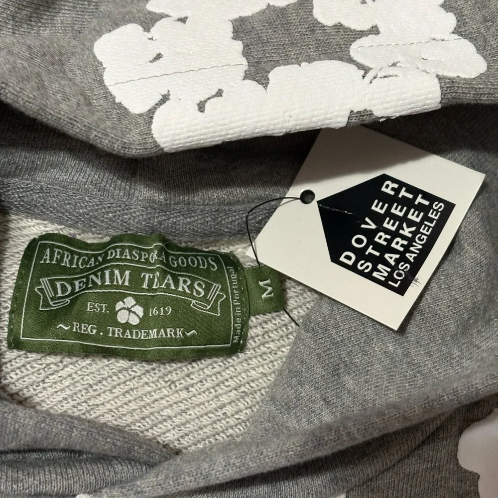 Grey and white Denim tears hoodie - Picture 2 of 5